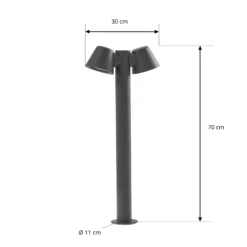 Bolardo luminoso Lindby Ileyna, 2 luces, antracita, 100 cm