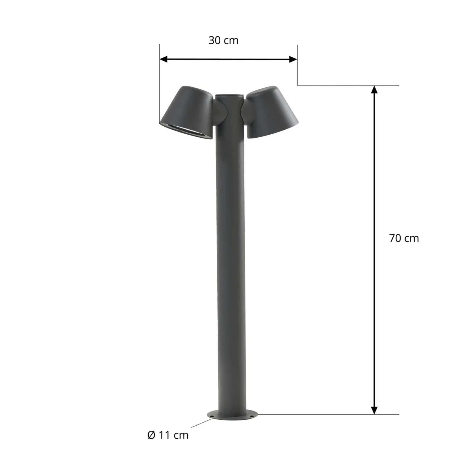 Bolardo luminoso Lindby Ileyna, 2 luces, antracita, 100 cm