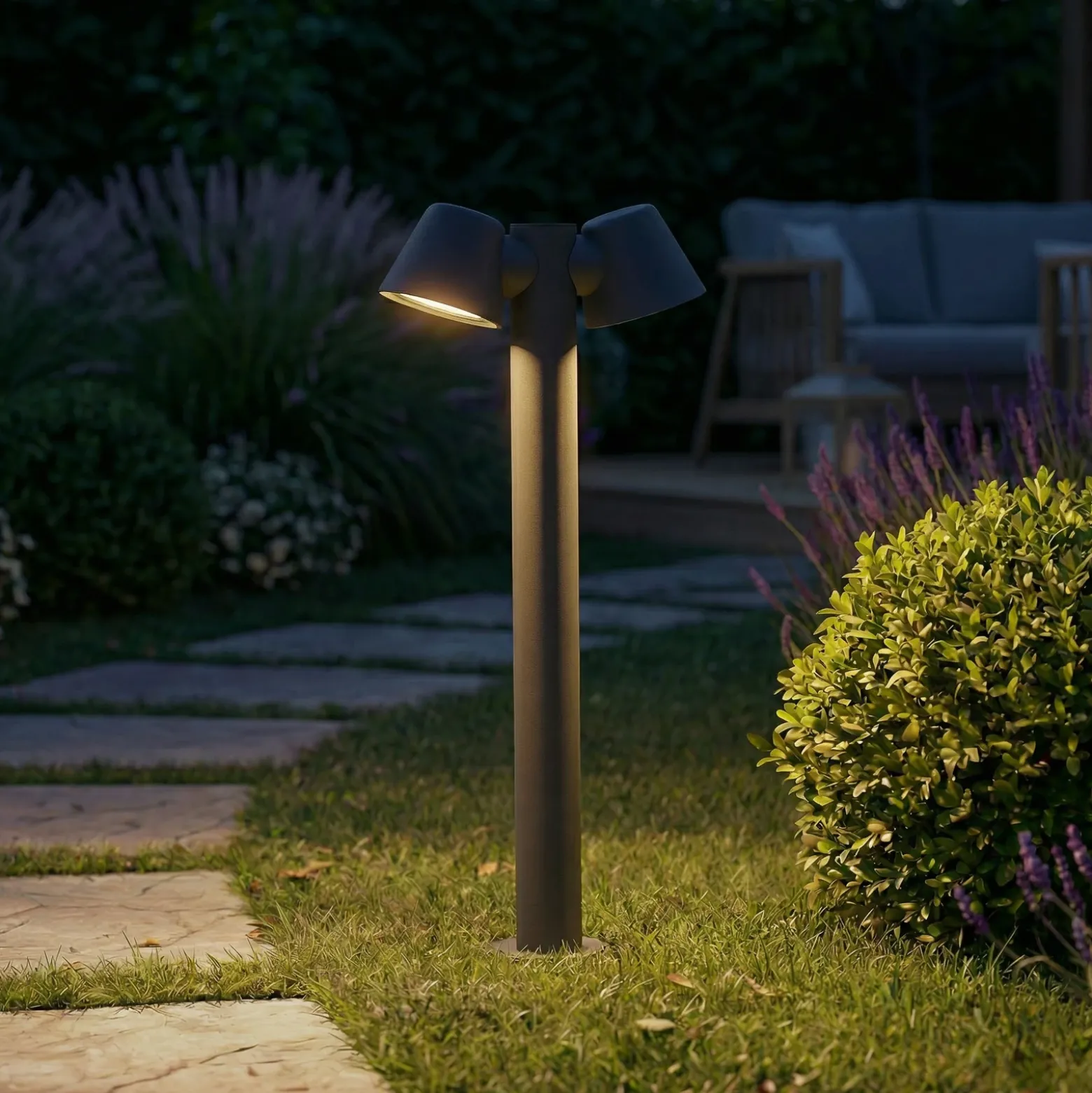 Bolardo luminoso Lindby Ileyna, 2 luces, antracita, 100 cm