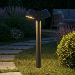 Bolardo luminoso Lindby Ileyna, 2 luces, antracita, 100 cm