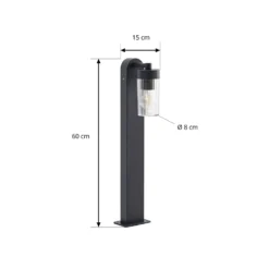 Bolardo luminoso Lindby Kaliro, antracita, 60 cm, E27, IP54