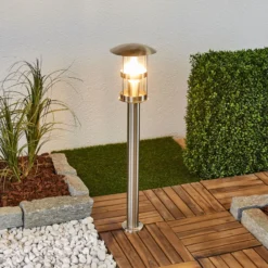 Bolardo luminoso Lindby Noemi, gris, acero inoxidable, 80 cm, IP44