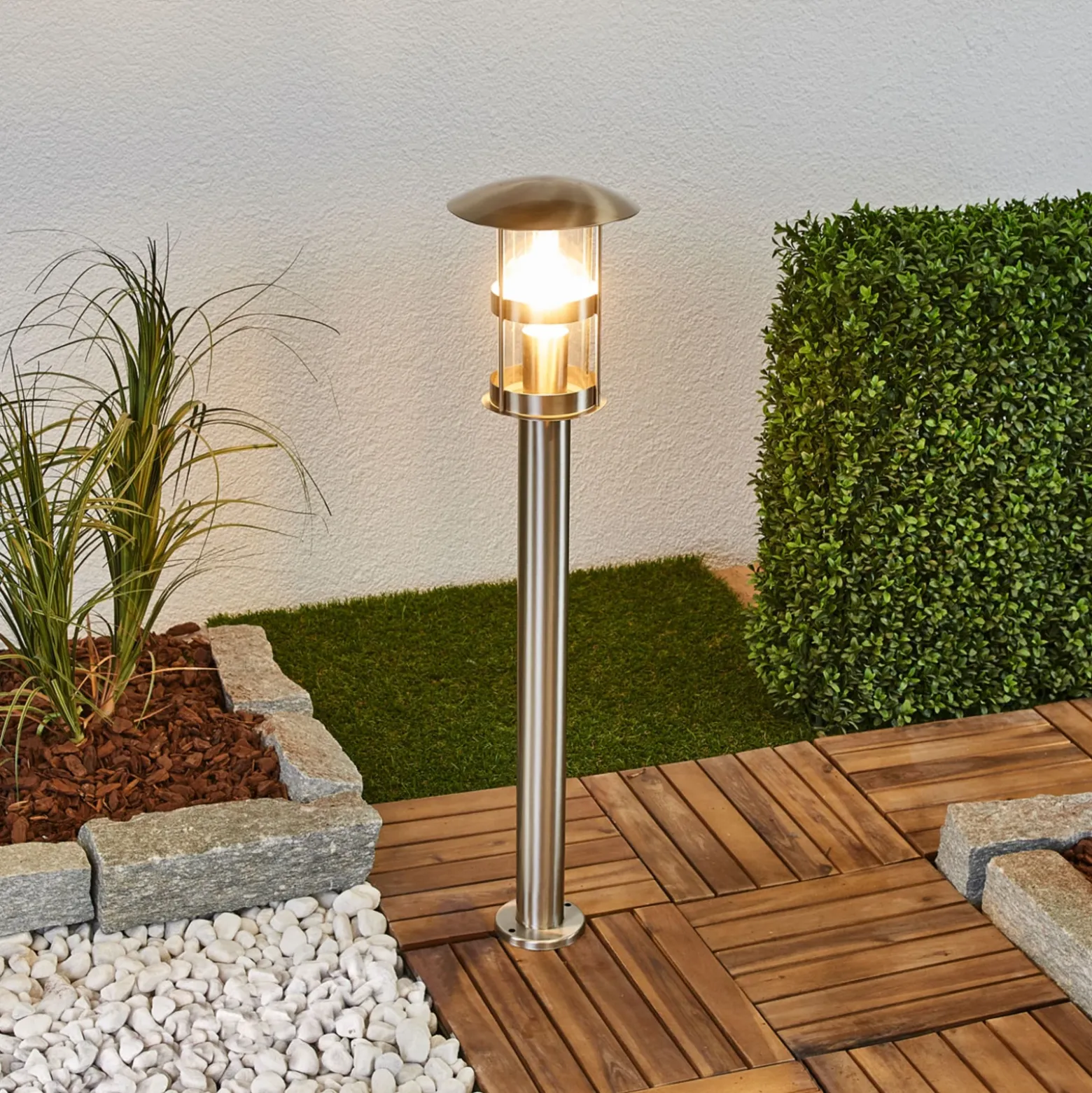 Bolardo luminoso Lindby Noemi, gris, acero inoxidable, 80 cm, IP44