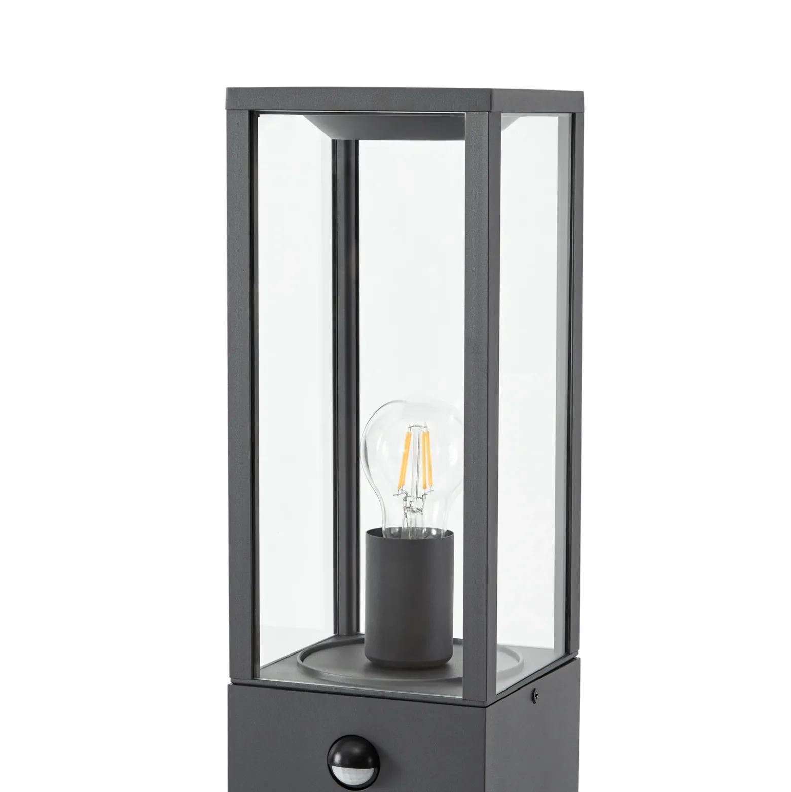 Bolardo luminoso Lindby Peldar, antracita/transparente, 80 cm, sensor