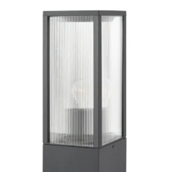 Bolardo luminoso Lindby Peldar, antracita/estriada, 80 cm