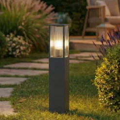 Bolardo luminoso Lindby Peldar, antracita/estriada, 80 cm