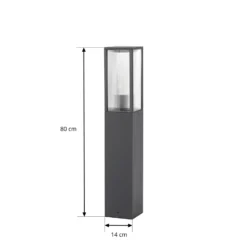 Bolardo luminoso Lindby Peldar, antracita/estriada, 80 cm