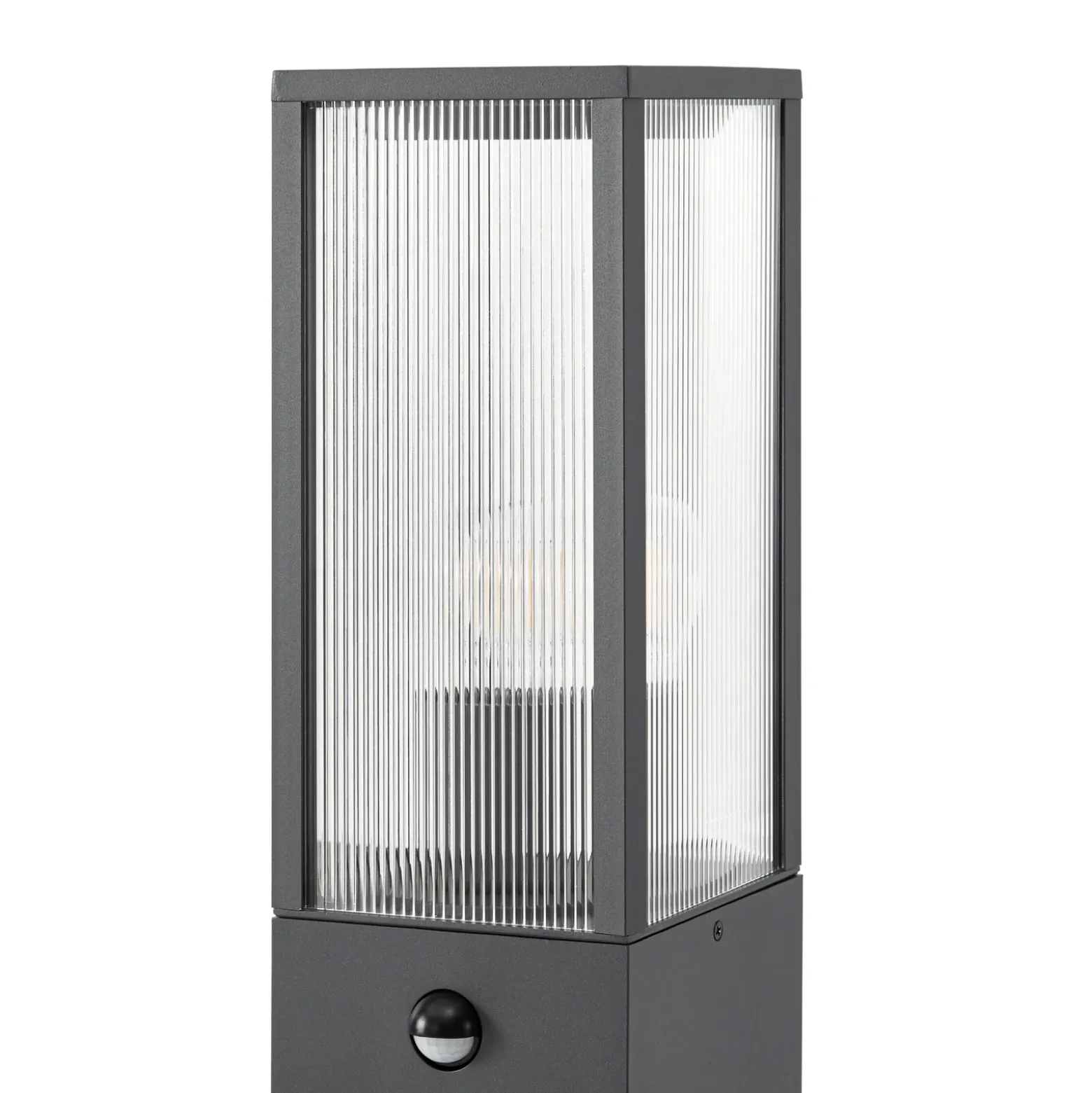 Bolardo luminoso Lindby Peldar, antracita/estriada, 80 cm, sensor