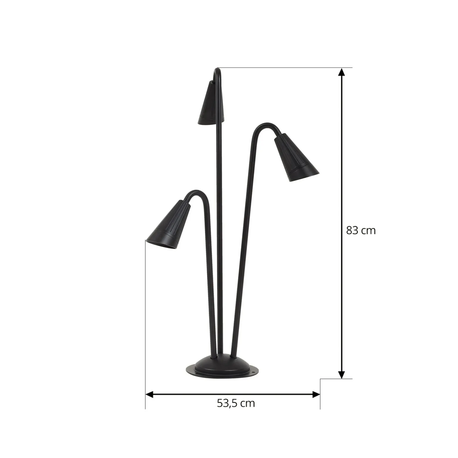 Bolardo luminoso Lindby Sorvete, negro, metal, 3 luces, 83 cm