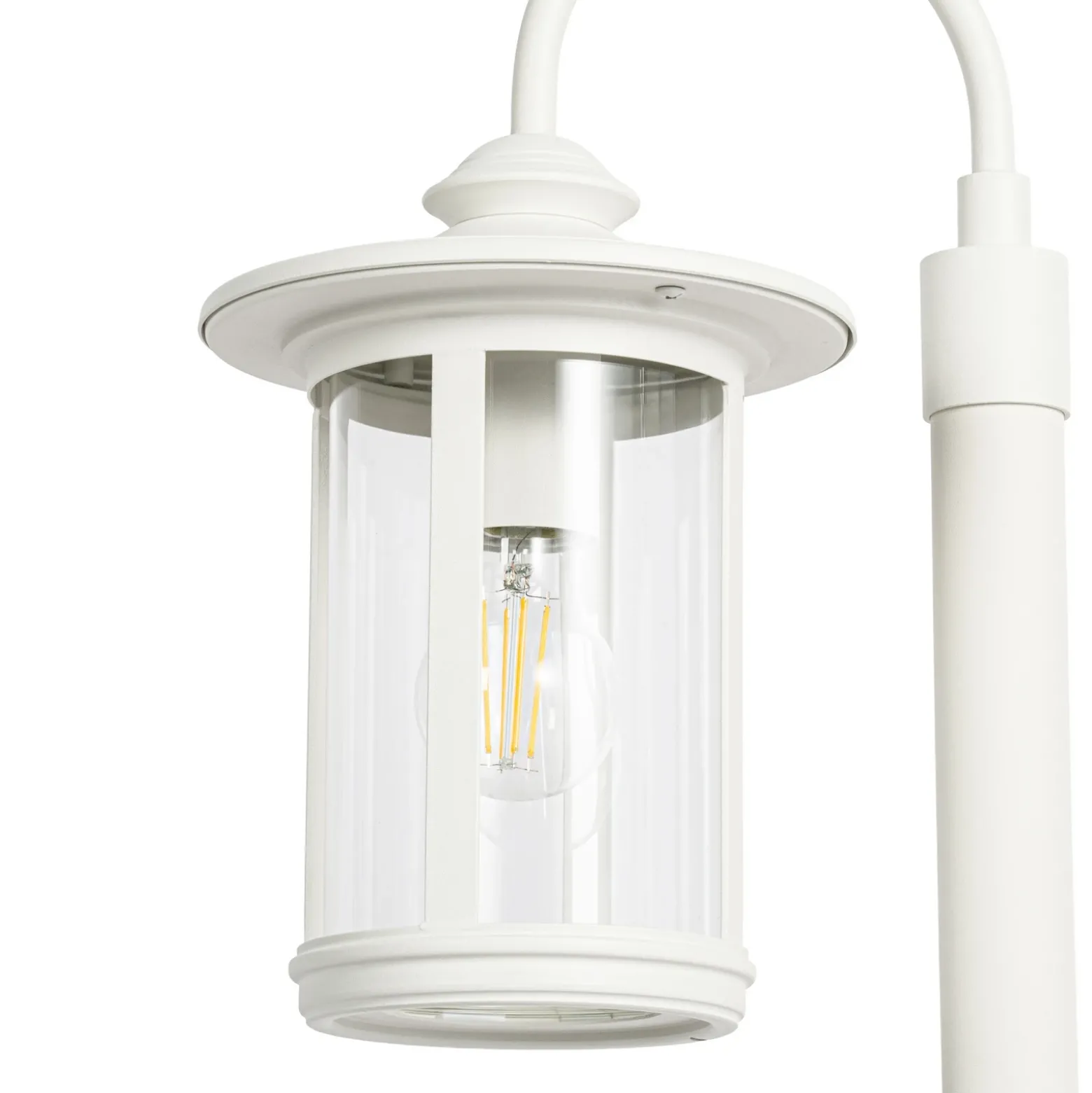 Bolardo luminoso Lindby Zayn, blanco, cristal, altura 109 cm, IP65