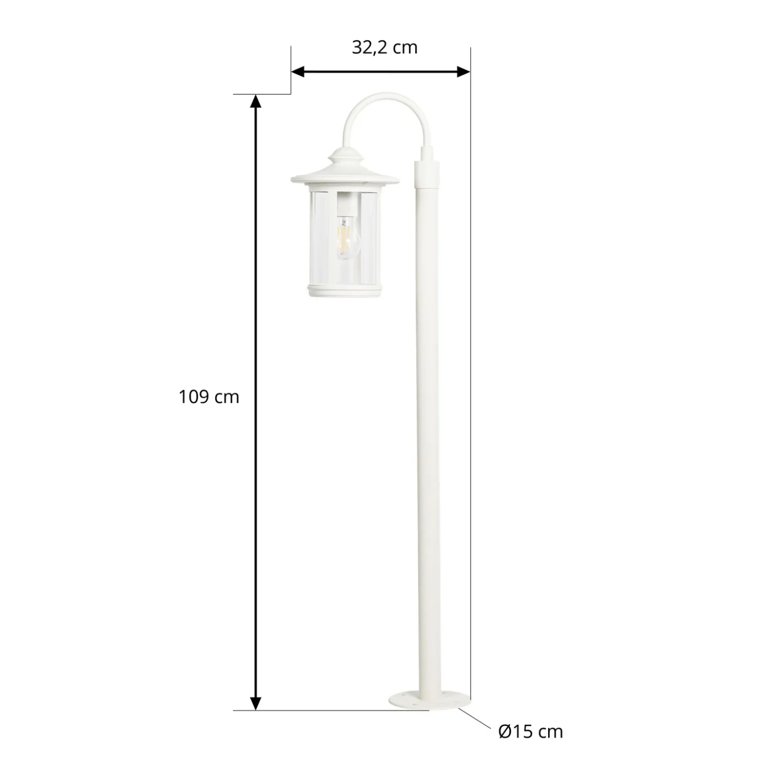 Bolardo luminoso Lindby Zayn, blanco, cristal, altura 109 cm, IP65