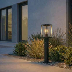 Bolardo luminoso Lucande Ferda, 60 cm, con sensor, antracita, IP44