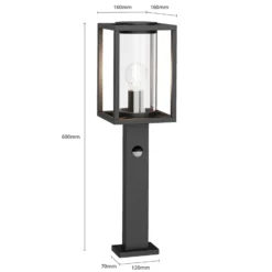 Bolardo luminoso Lucande Ferda, 60 cm, con sensor, antracita, IP44