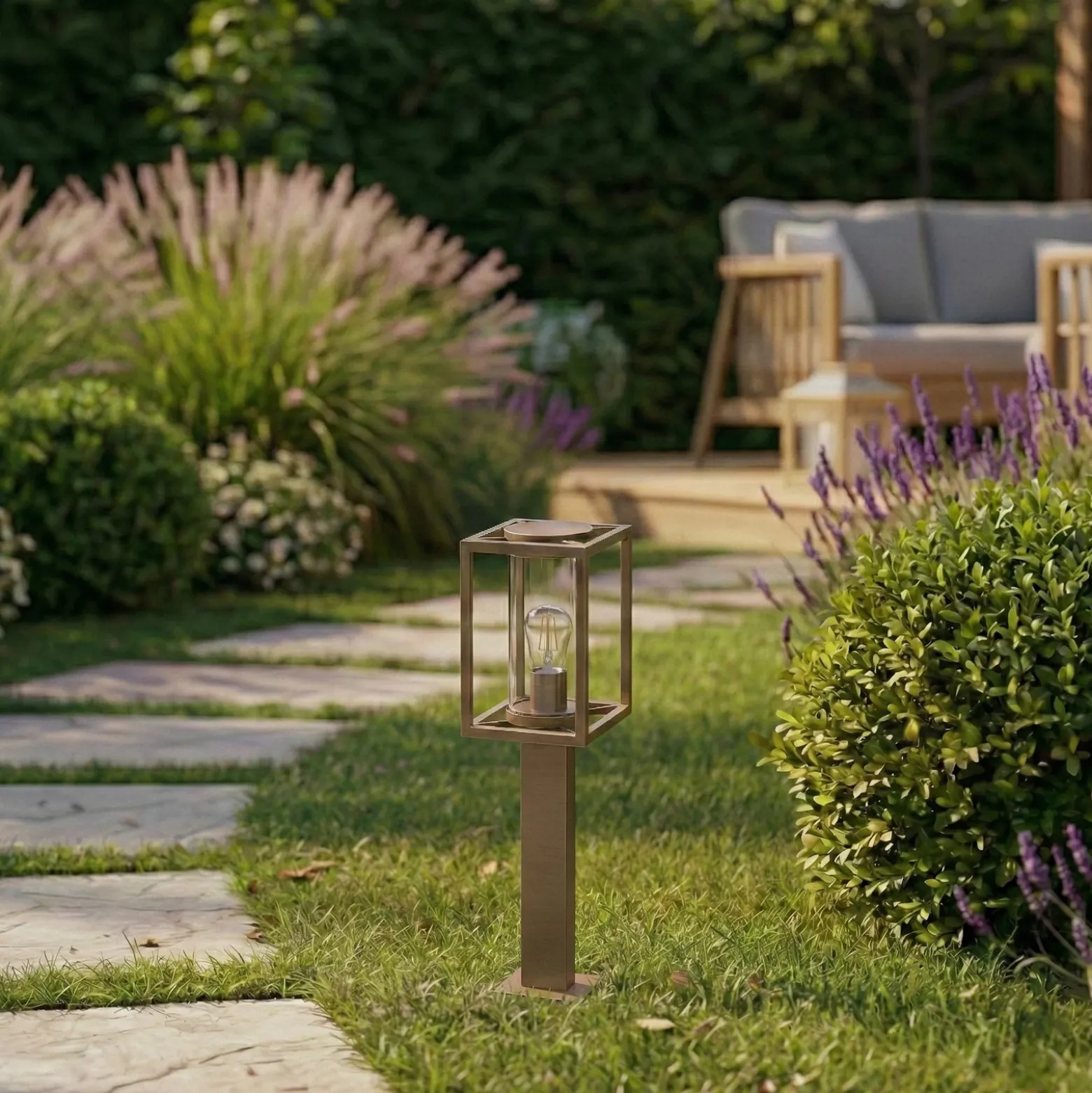 Bolardo luminoso Lucande Ferda, 60 cm, marrón, IP44