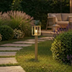 Bolardo luminoso Lucande Ferda, 100 cm, marrón, IP44