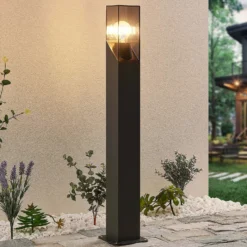 Bolardo luminoso Lucande Fiola, 80 cm, antracita, IP54