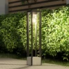 Bolardo luminoso Lucande Kalisa, E27, IP44, 70 cm, gris, metal