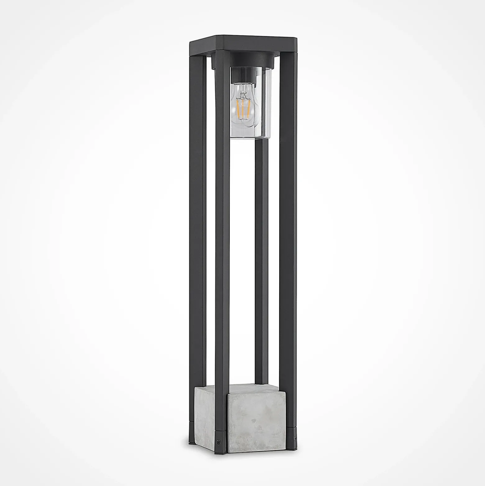 Bolardo luminoso Lucande Kalisa, E27, IP44, 70 cm, gris, metal