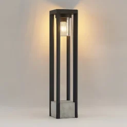 Bolardo luminoso Lucande Kalisa, E27, IP44, 70 cm, gris, metal