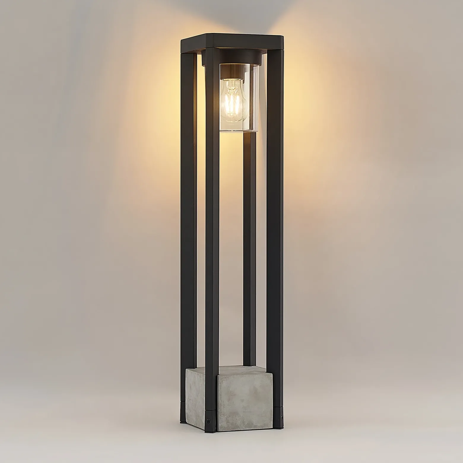 Bolardo luminoso Lucande Kalisa, E27, IP44, 70 cm, gris, metal