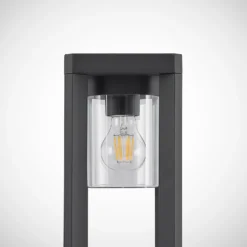 Bolardo luminoso Lucande Kalisa, E27, IP44, 70 cm, gris, metal