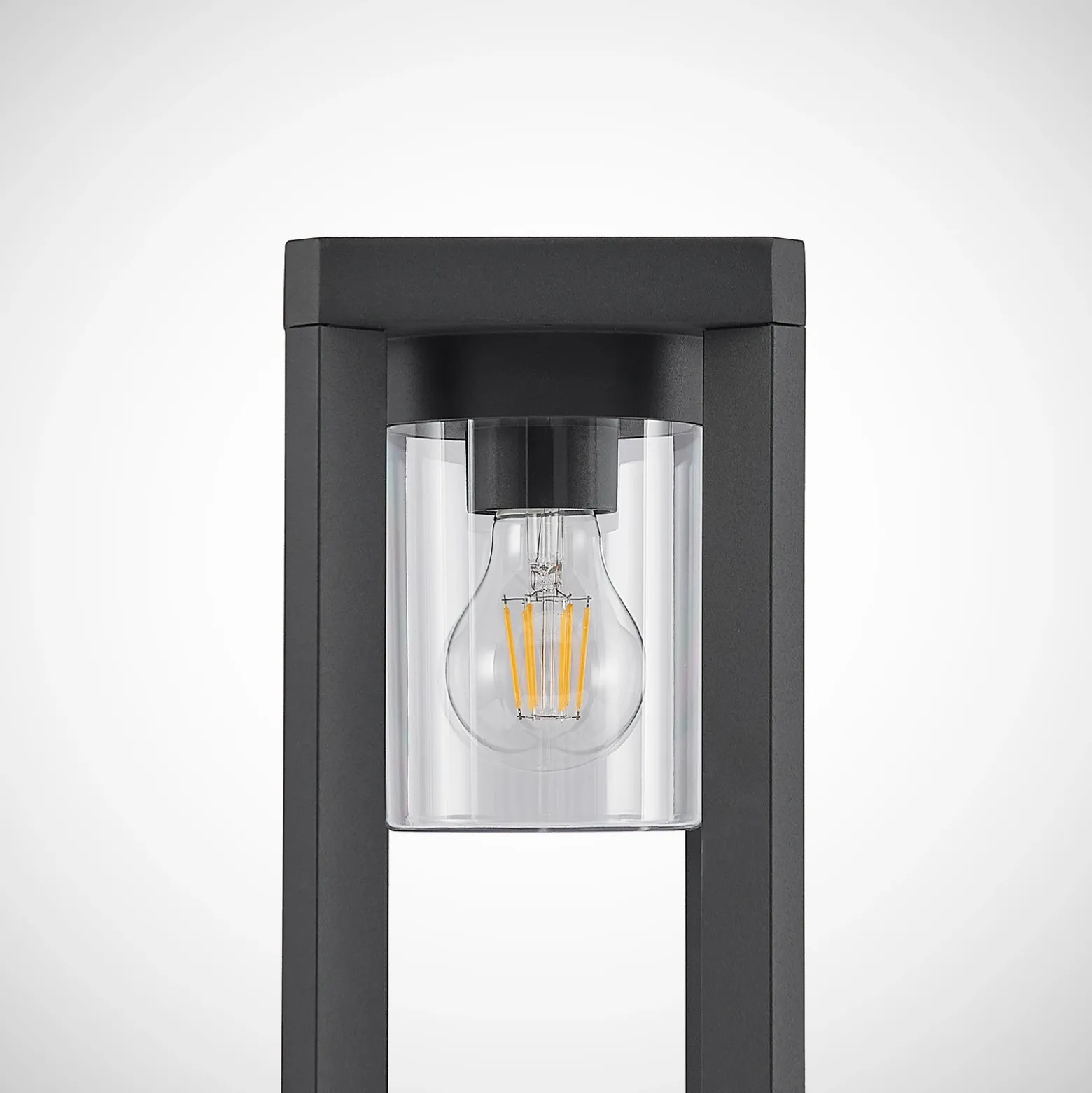 Bolardo luminoso Lucande Kalisa, E27, IP44, 70 cm, gris, metal
