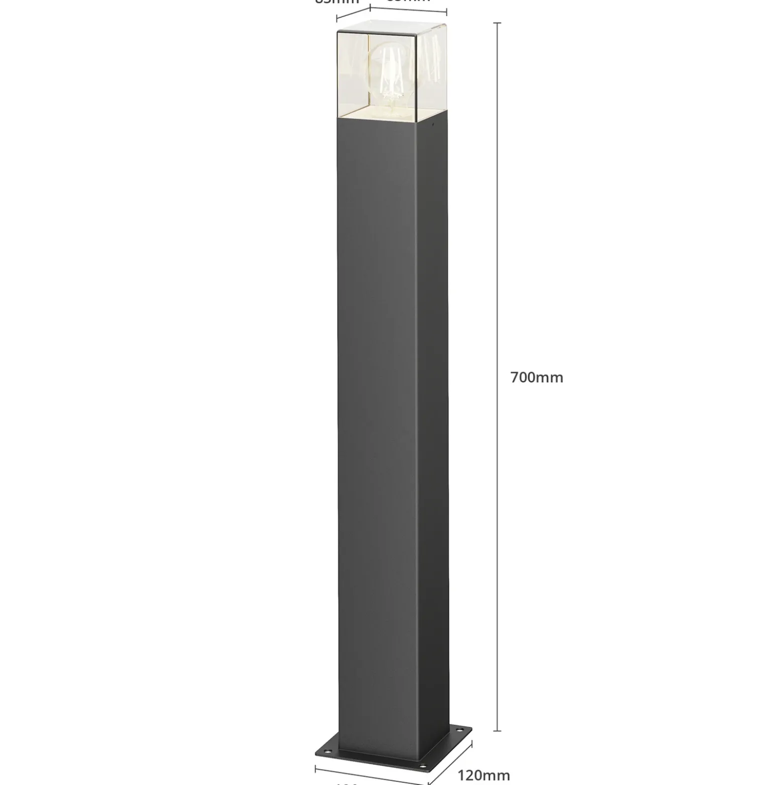 Bolardo luminoso Lucande Keke, altura 70 cm, antracita, aluminio