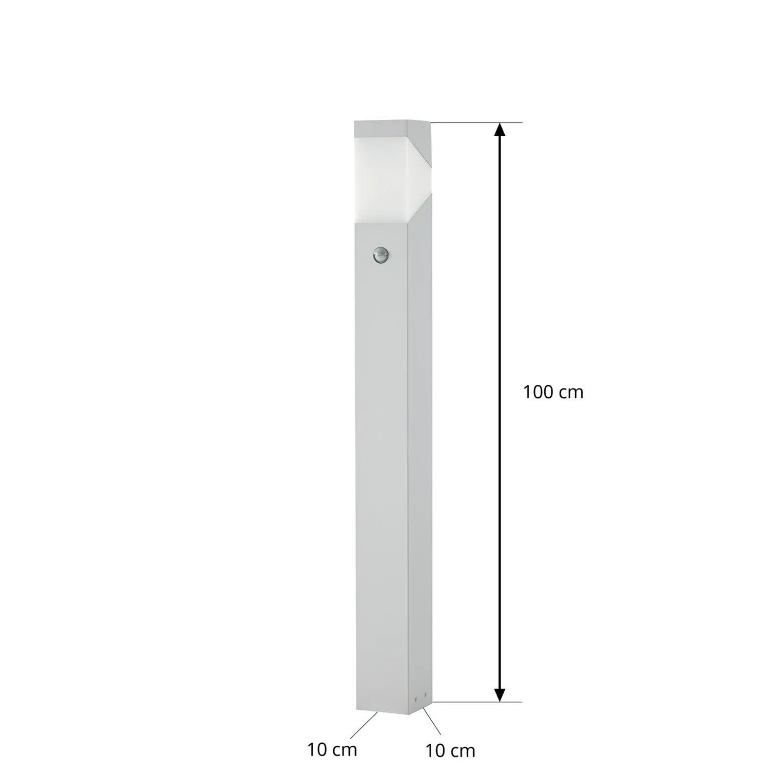 Bolardo luminoso Lucande Kiran, 100 cm, con sensor, gris claro, IP44