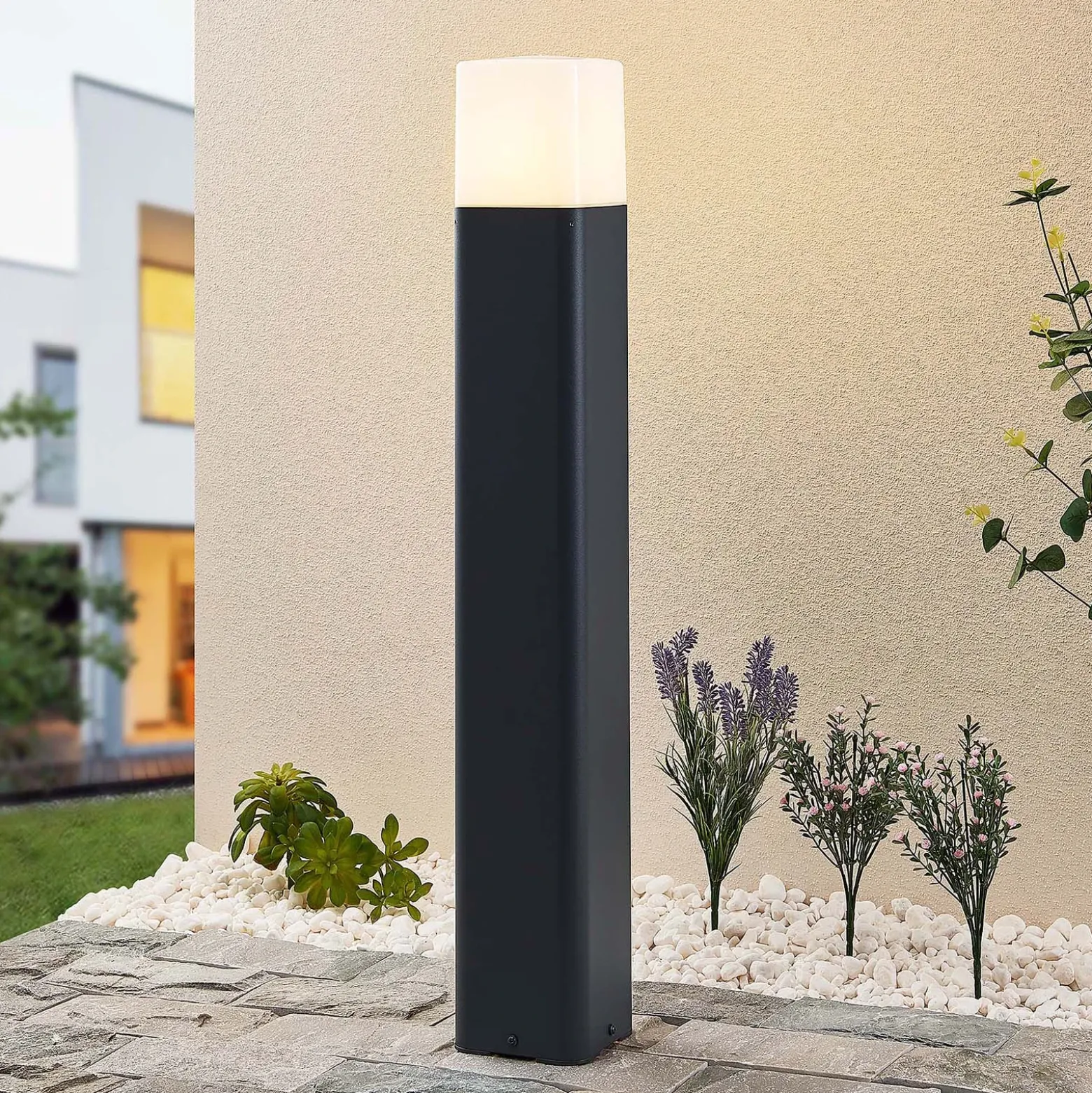 Bolardo luminoso Lucande Obuna, altura 80 cm