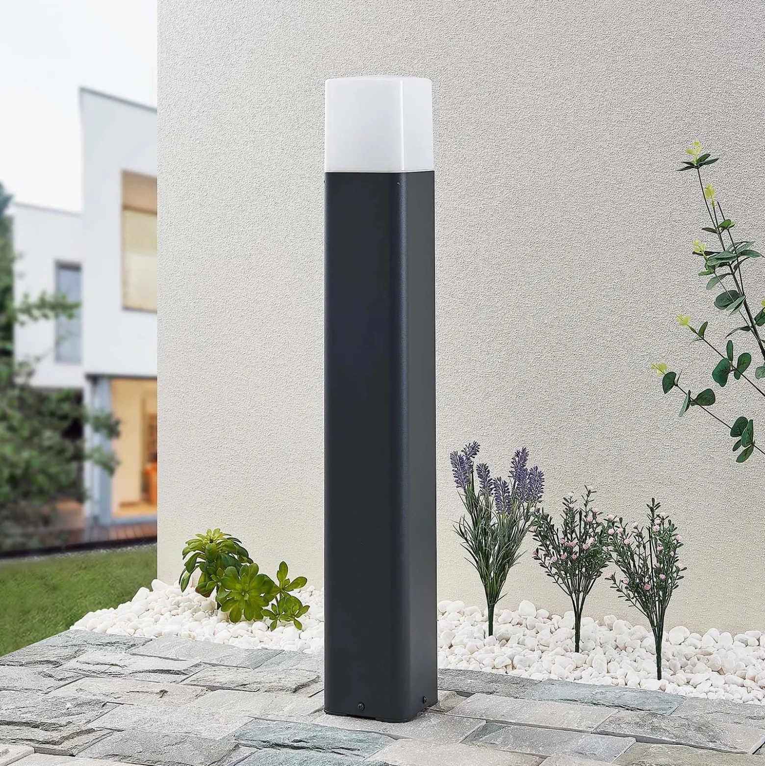 Bolardo luminoso Lucande Obuna, altura 80 cm