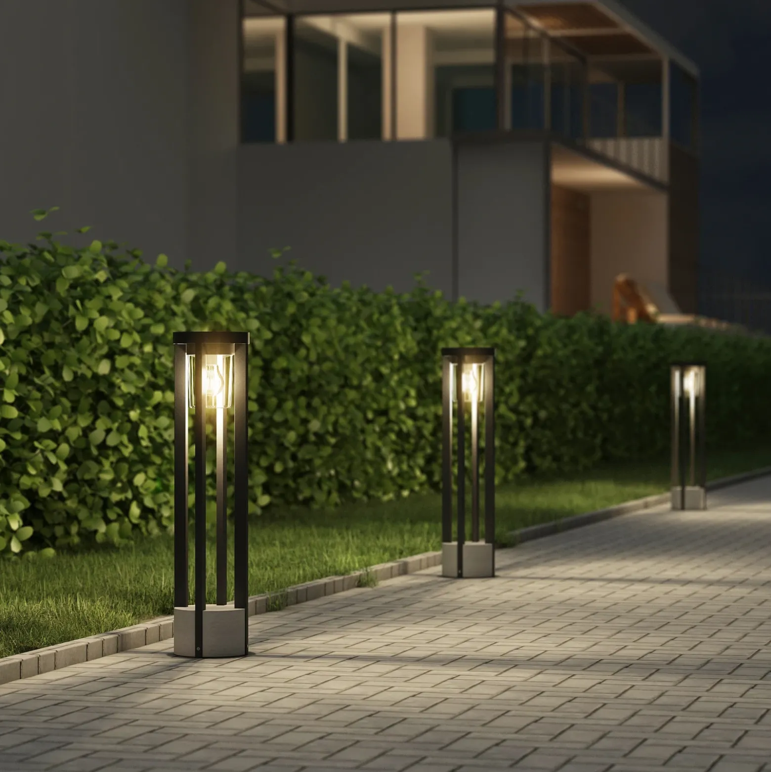 Bolardo luminoso Lucande Overa, gris, metal, 68 cm, IP44, E27