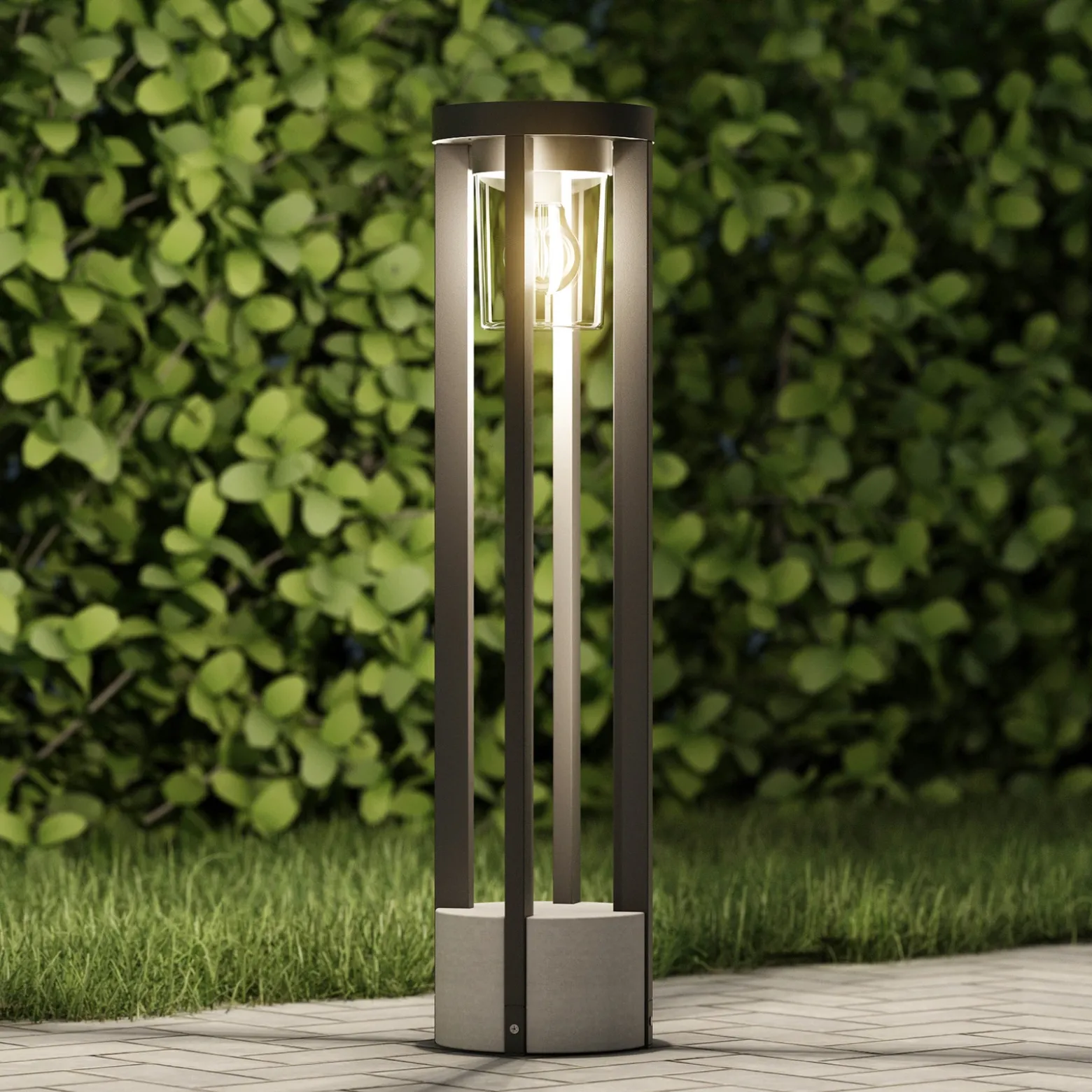 Bolardo luminoso Lucande Overa, gris, metal, 68 cm, IP44, E27