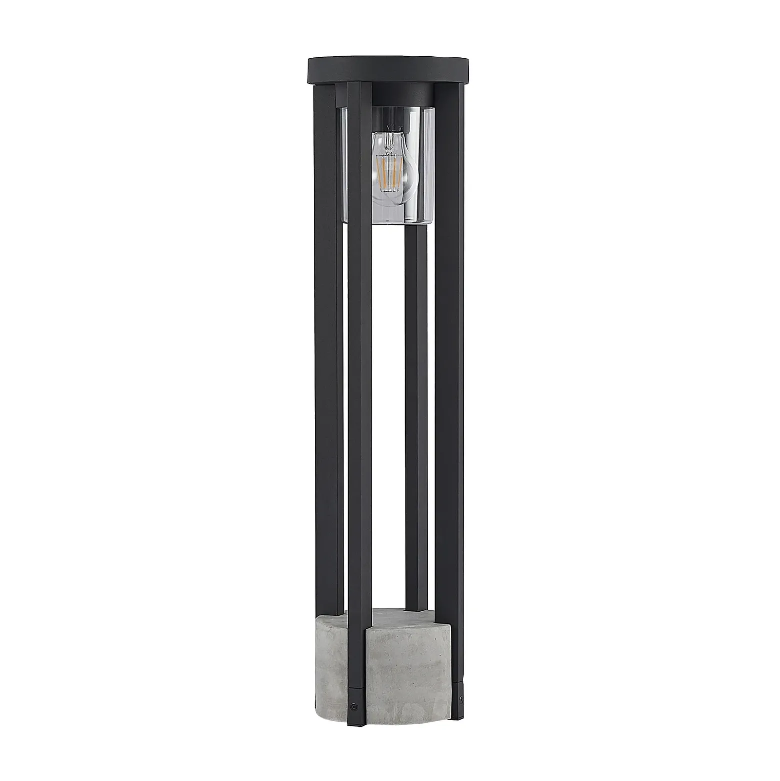 Bolardo luminoso Lucande Overa, gris, metal, 68 cm, IP44, E27