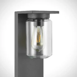 Bolardo luminoso Lucande Semka, 65 cm, antracita, cristal, aluminio