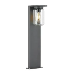 Bolardo luminoso Lucande Semka, 65 cm, antracita, cristal, aluminio