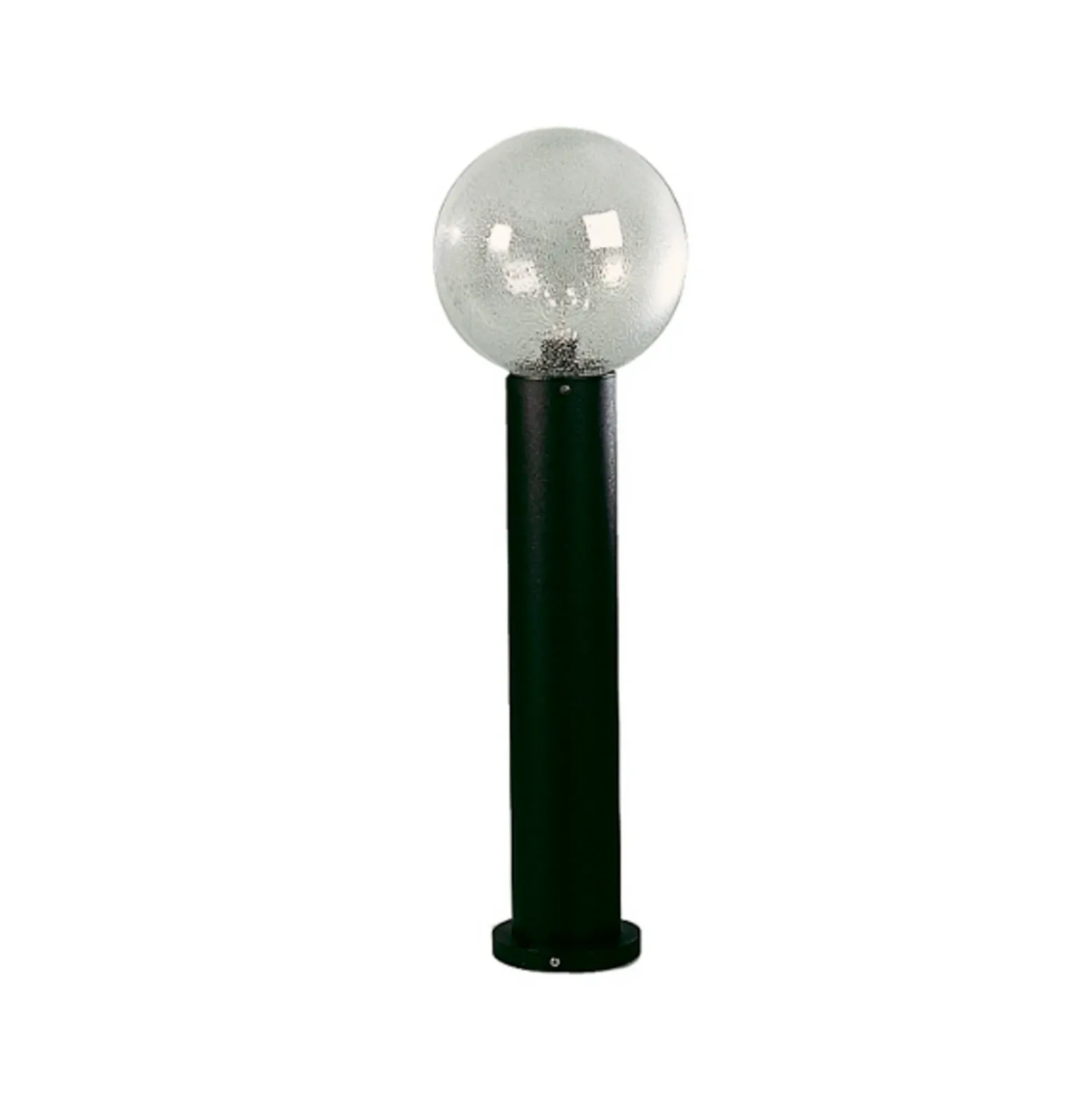 Bolardo luminoso negro con vidrio burbuja