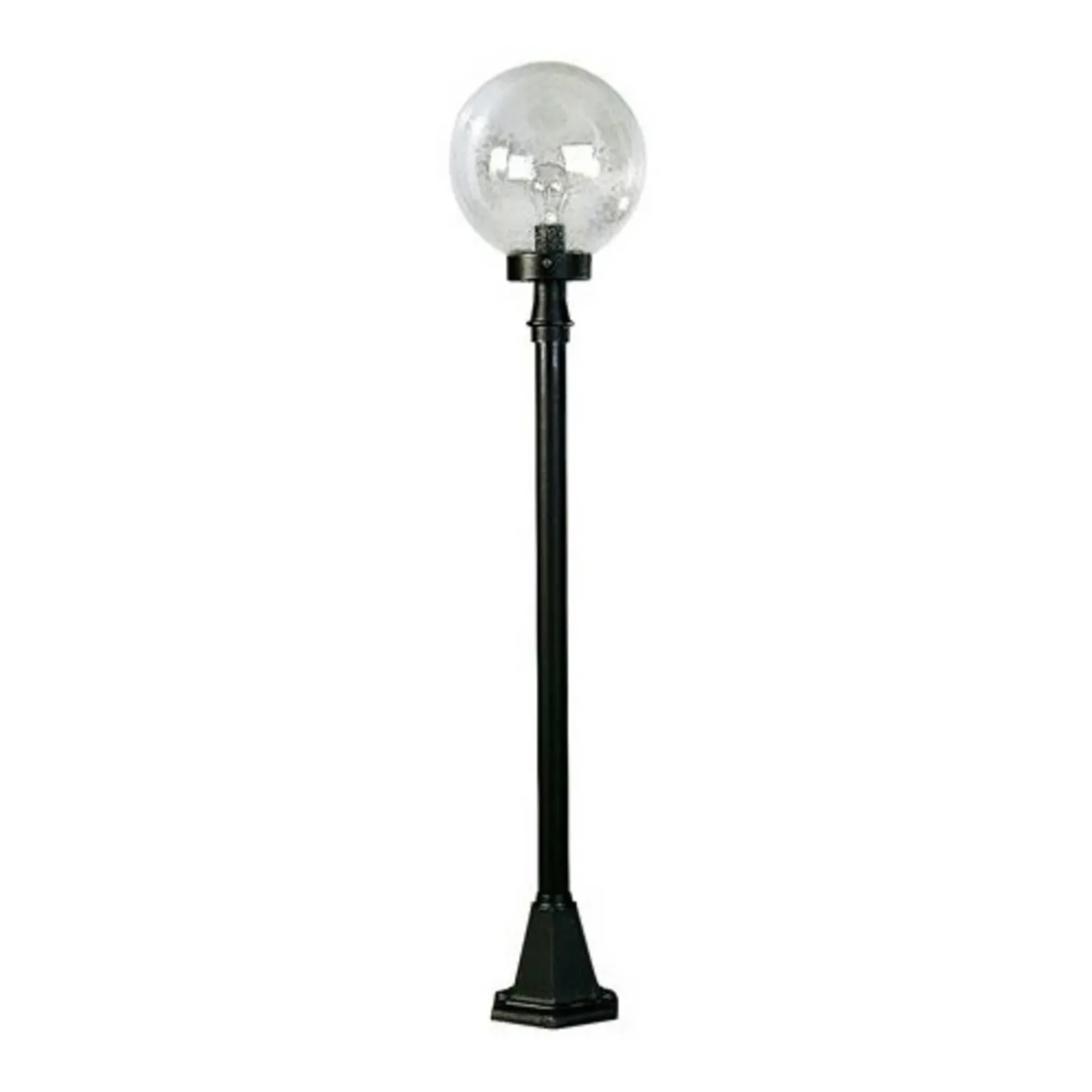 Bolardo luminoso negro, con vidrio burbuja