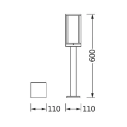 Bolardo luminoso OSRAM ENDURA CLASSIC FRAME, gris oscuro, 60 cm IP44