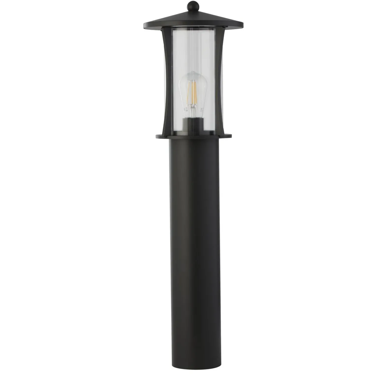 Bolardo luminoso Pagoda, IP44, negro, altura 73 cm, metal