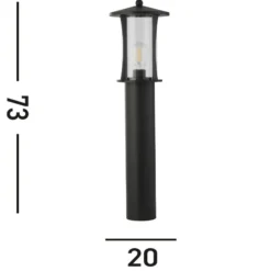 Bolardo luminoso Pagoda, IP44, negro, altura 73 cm, metal