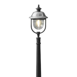 Bolardo luminoso Parma, negro, metal, 118 cm de altura, E27, IP43