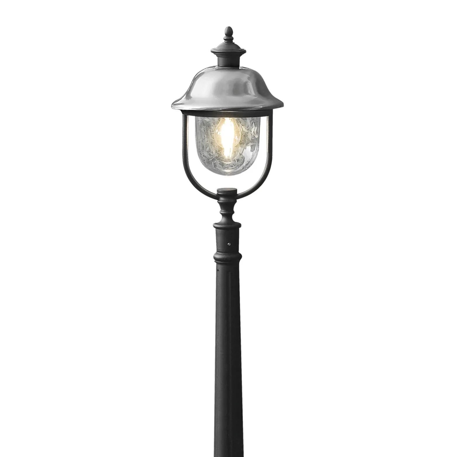 Bolardo luminoso Parma, negro, metal, 118 cm de altura, E27, IP43