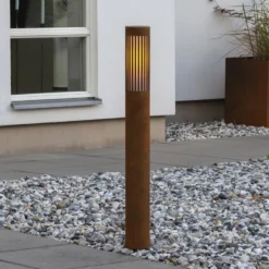 Bolardo luminoso Pistoia, color óxido, altura 95 cm, metal, IP54