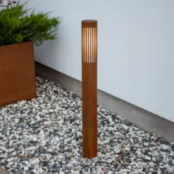 Bolardo luminoso Pistoia, color óxido, altura 95 cm, metal, IP54
