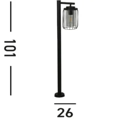 Bolardo luminoso Reed, IP44, negro, altura 100 cm, metal