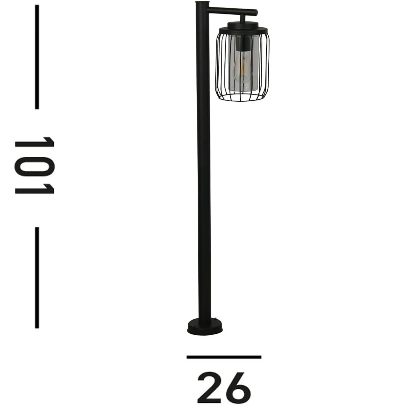 Bolardo luminoso Reed, IP44, negro, altura 100 cm, metal