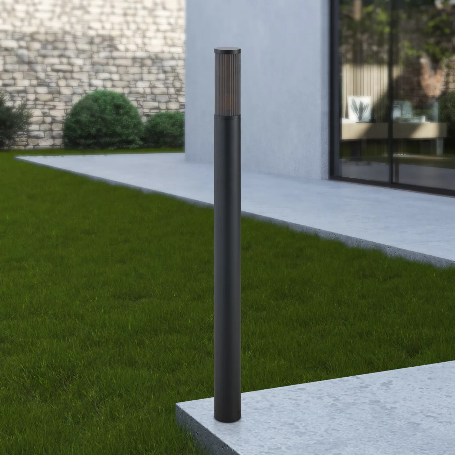 Bolardo luminoso Salle, altura 110 cm, negro, aluminio