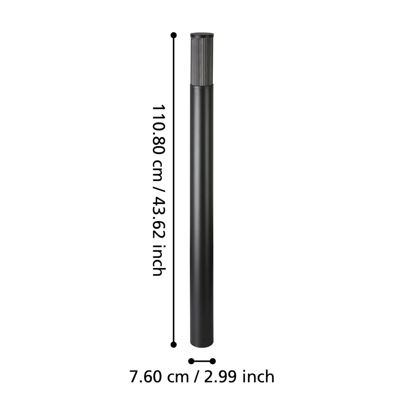 Bolardo luminoso Salle, altura 110 cm, negro, aluminio
