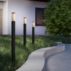 Bolardo luminoso Salle, altura 110 cm, negro, aluminio