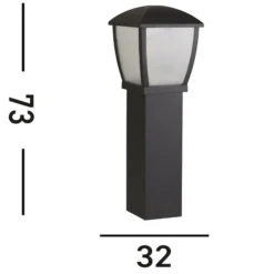 Bolardo luminoso Seattle, IP44, negro, altura 73 cm, metal